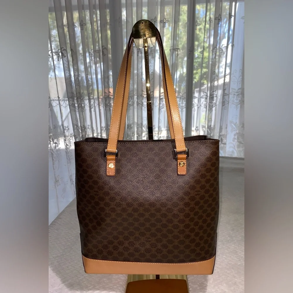 CELINE - Macadam bag - brown coated canvas with beige leather **FINAL PRICE** - Picture 3 of 16